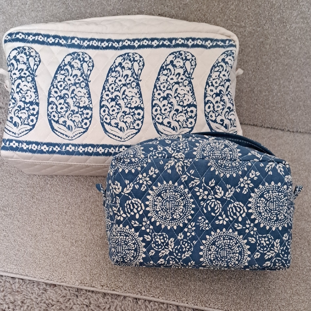 Pottery Barn Blue and White Cosmetic Bags